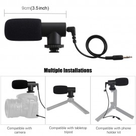 Mini Unidirectional Condenser Microphone K-song/Interview /Capacitor Recording Microphone 3.5mm Audio Interface Universal for Mobile Phone DSLR Cameras Video Cameras Recorders Personal Computers