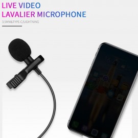 Lavalier Microphone Lapel Clip-on Condenser Mini Mic 3.5mm TRRS Plug for Video Music Interview Recording with TRS Conversion Plug