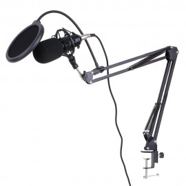 BM800 Condenser Microphone Lit Pro Audio Studio Recording & Brocasting Adjustable Mic Suspension Scissor Arm Pop Filter