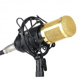 BM800 Condenser Microphone Lit Pro Audio Studio Recording & Brocasting Adjustable Mic Suspension Scissor Arm Pop Filter