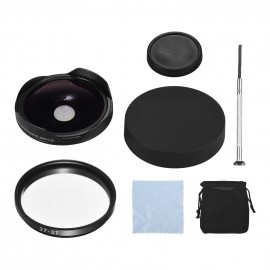 Andoer 37MM 0.3X HD Ultra Wide Angle Fisheye Lens with Hood Replacement for Camcorders