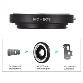 MD-EOS Lens Mount Adapter Ring with Corrective Lens for Minolta MD Lens to Fit for Canon EOS EF Camera Focus Infinity