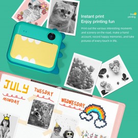 P1 Kids Camera 32GB Children Instant Camera Photo Printer 2.4 inch IPS Screen Christmas Birthday Gifts for Girls with Printing Paper Support WIFI Transmissin Applicable to Self-adhesive Photo Paper