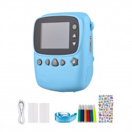 Portable Kids Instant Print Camera Digital Video Camera with 1080P High Video Resolution 18MP 2.3 Inch Large Screen Funny Photo Frames Colorful Markers Print Paper Stickers Hanging Rope for Boys Girls