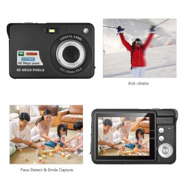 Portable 1080P Digital Camera Video Camcorder 48MP Anti-shake 8X Zoom 2.7 Inch LCD Screen Face Detact Smile Capture Built-in Lithium Battery with Carry Bag Wrist Strap for Kids Teens