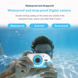 8MP Children Digital Camera Kids Waterproof Camera with Front and Rear Dual Cameras 2.4 Inch IPS HD Screen One-click Photo/Video Self-timer for 5s