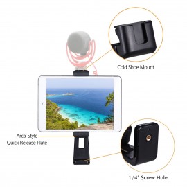 Universal Tablet Tripod Mount Adapter Adjuatable Tablet Clamp Holder with 1/4 Inch Screw Hole Dual Cold Shoe Mount Replacement for iPad Air/ iPad Mini/ iPad Pro