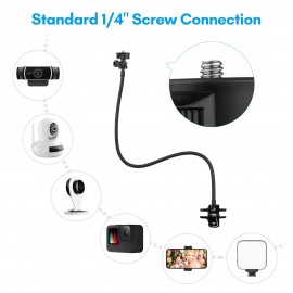72cm/28in Webcam Stand Flexible Desk Mount Bracket with 1/4 Inch Screw 1kg Load Capacity for Web Camera C930e/C930/C920/C922x/C922/C925e/C615 for Smartphone Small LED Video Light