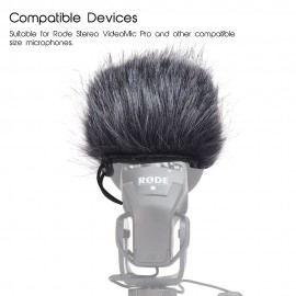 EY-M24 Furry Outdoor Microphone Windscreen Artificial Fur Muff Wind Cover 9cm*5cm (L * D) for Rode Stereo VideoMic Pro and More Grey-White