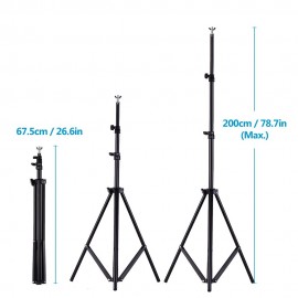 200 * 200cm/78 * 78inches Aluminium Alloy Adjustable Photography Studio Background Backdrop Stand Support System Kit Heavy Duty Photo Video Crossbar Kit with Carry Bag 6pcs Clips for Home Studio Photography Recording